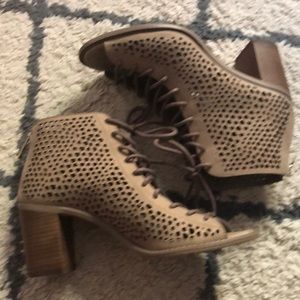 Vince Camuto Taupe Open Toe Booties/Sandals